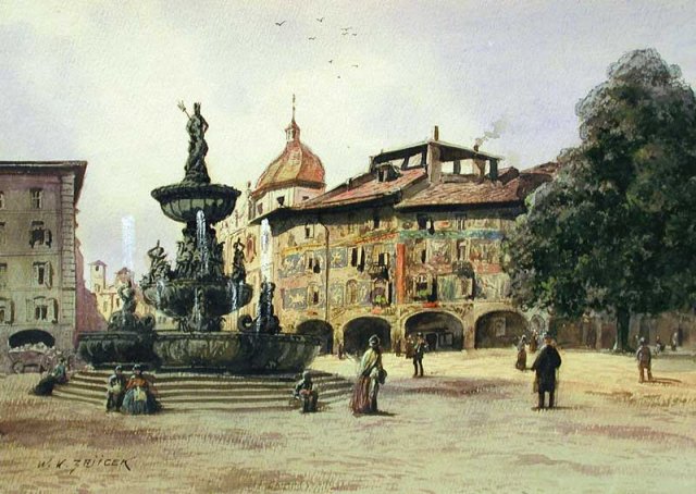 Zajicek Carl Wenzel - Der Neptun-Brunnen in Trient